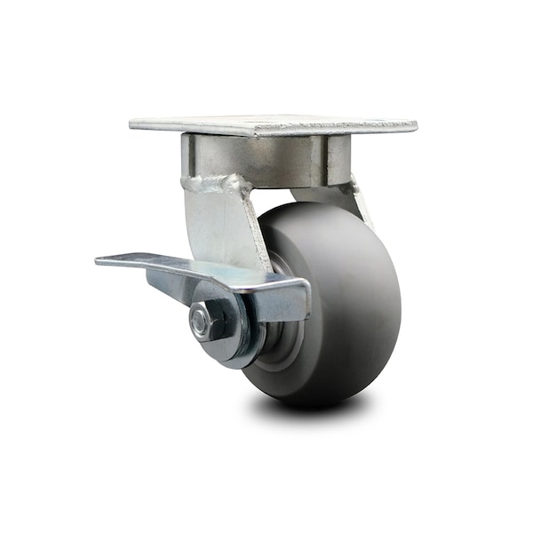 4 Inch Kingpinless Thermoplastic Rubber Wheel Swivel Caster with Brake SCC